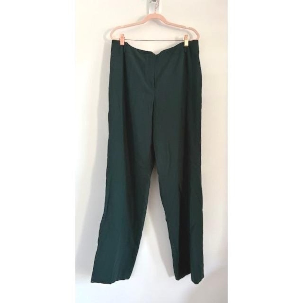 Vintage Carlisle Hunter Green 100% Wool Wide Leg Trousers Pants Size 16 NWT